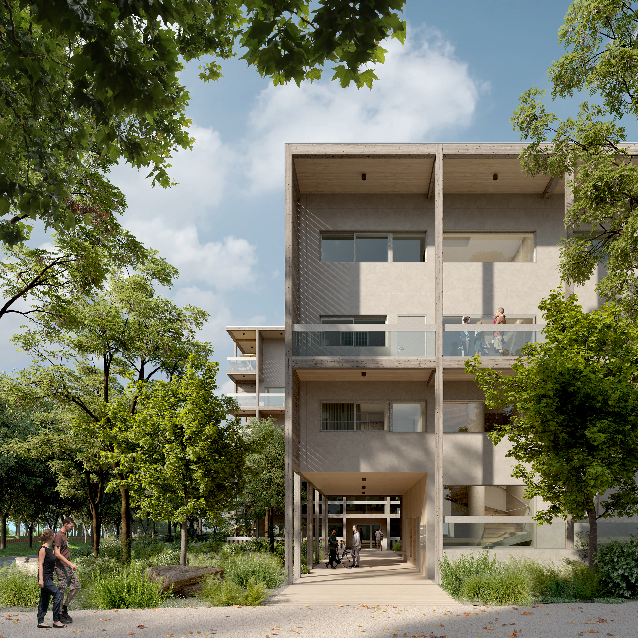 Construction de 52 logements, répartis en trois bâtiments de bois et béton bas carbone. Modularité des plans, des façades à composer, Illkirch-Graffenstaden (67)