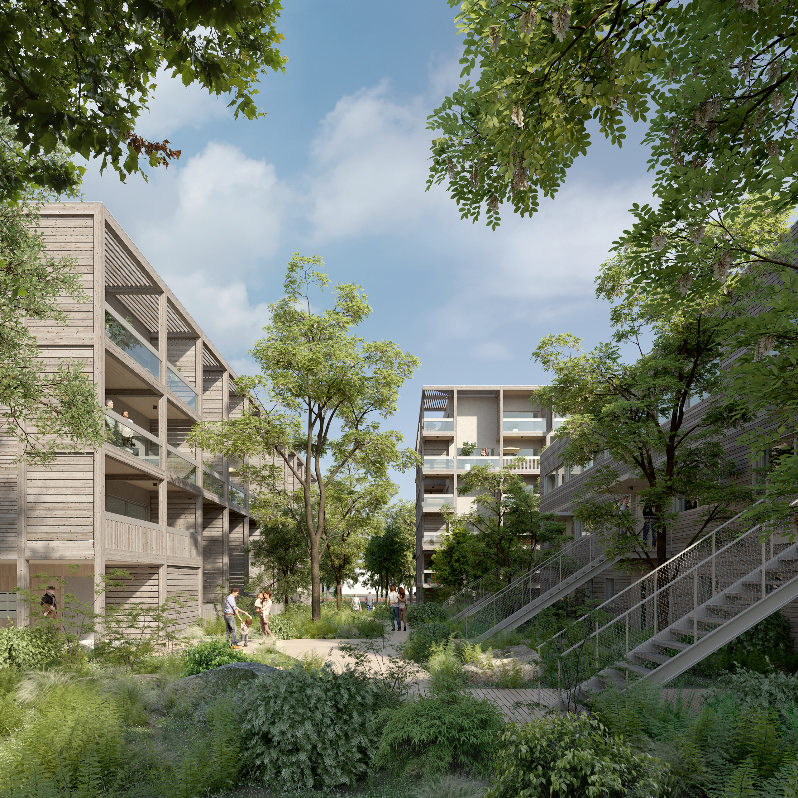 Construction de 52 logements, répartis en trois bâtiments de bois et béton bas carbone. Modularité des plans, des façades à composer, Illkirch-Graffenstaden (67)