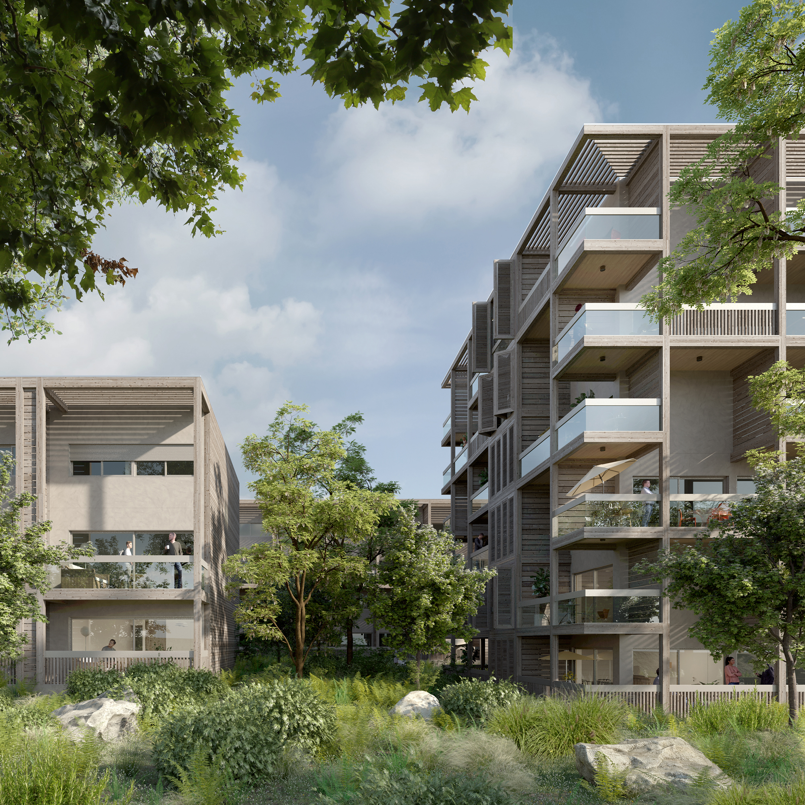 Construction de 52 logements, répartis en trois bâtiments de bois et béton bas carbone. Modularité des plans, des façades à composer, Illkirch-Graffenstaden (67)